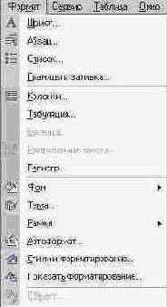 Элементы меню