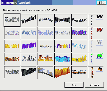 Окно диалога модуля WordArt
